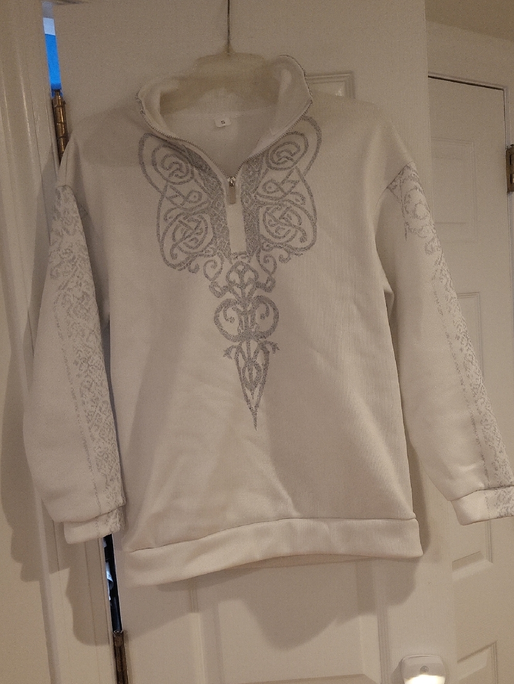 Women’s Small White Sweater Viking Inspired